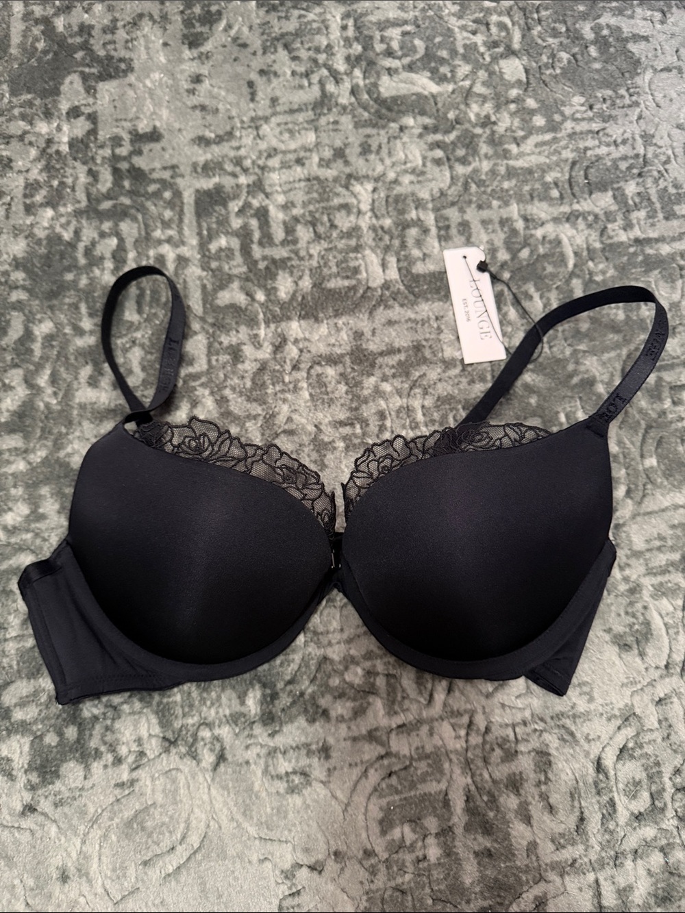 Lounge Black Lace Trim Anti-Gravity High Push-Up Bra NEW